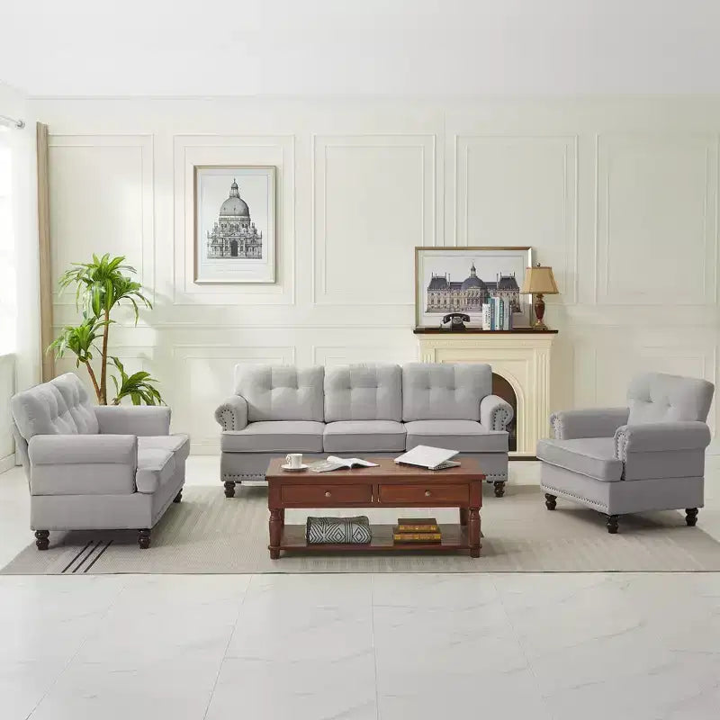 Hyleory 67.32 Causeuse capitonnée en chenille pour salon ou chambre