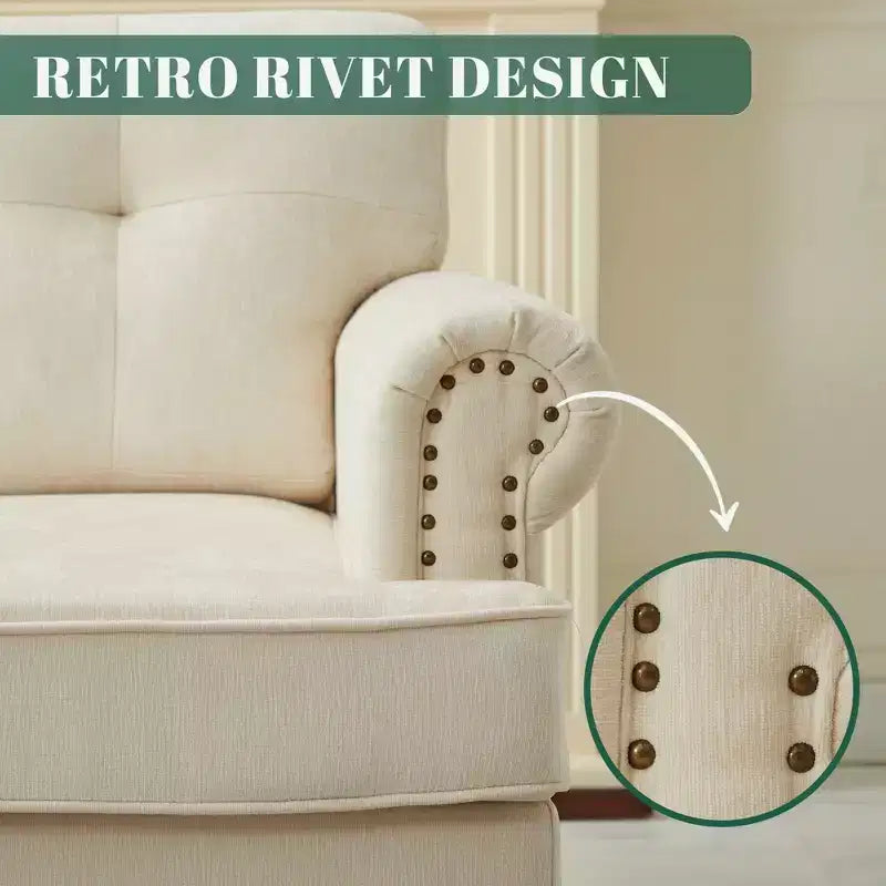 Hyleory 67.32 Causeuse capitonnée en chenille pour salon ou chambre