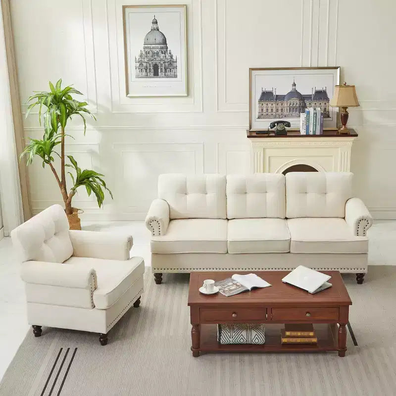 Hyleory 67.32 Causeuse capitonnée en chenille pour salon ou chambre