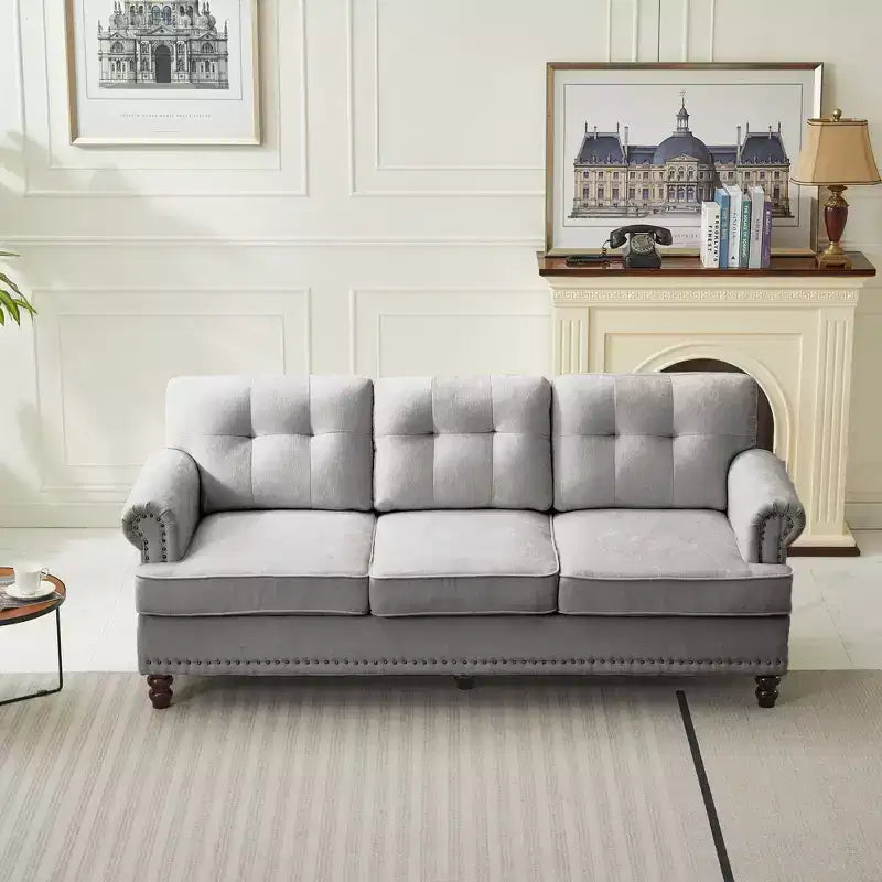 Hyleory 67.32 Causeuse capitonnée en chenille pour salon ou chambre
