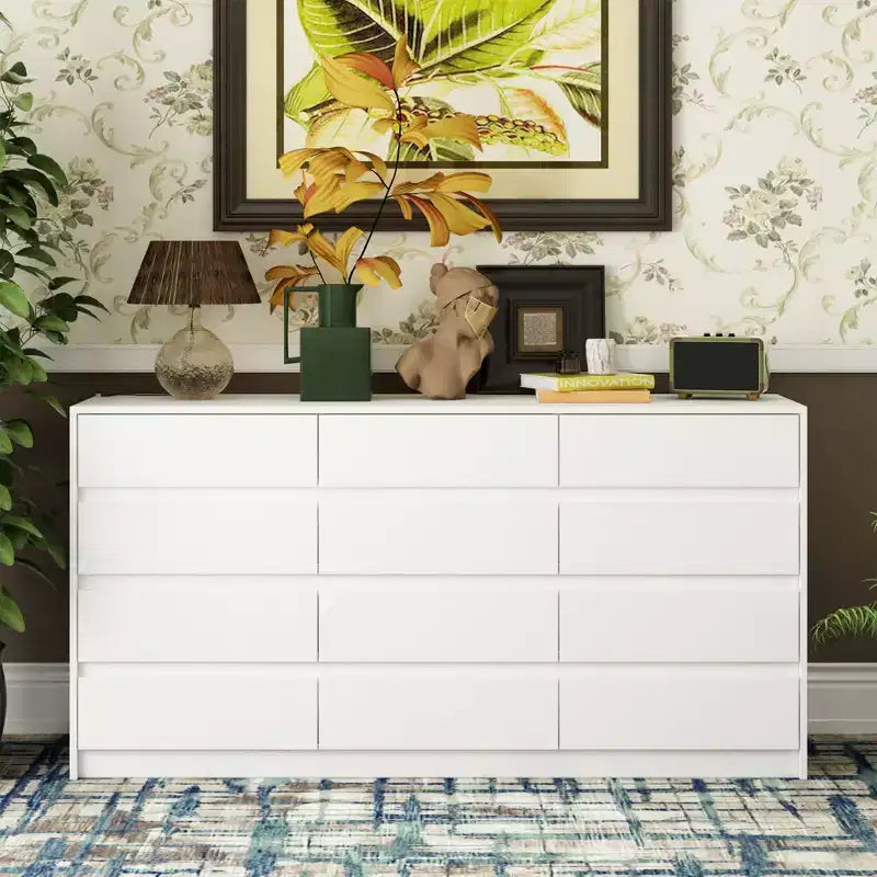 Commode Famapy moderne à 12 tiroirs, élégante.