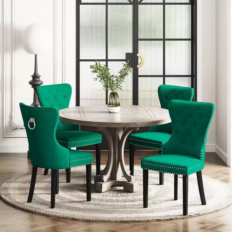 Chaises de salle à manger capitonnées en velours WestinTrends (lot de 4), vert foncé