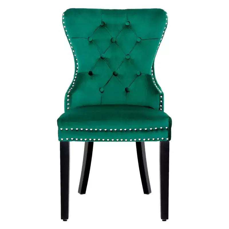 Chaises de salle à manger capitonnées en velours WestinTrends (lot de 4), vert foncé