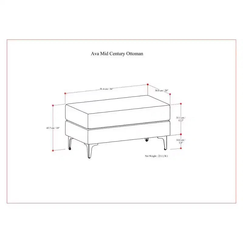 Ottoman WyndenHall Lana de style Mid-Century en tissu haute performance