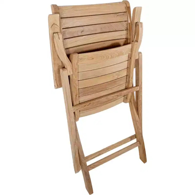 Chaise pliante de patio d'extérieur en teck naturel nordique avec accoudoirs - Beige