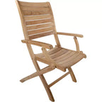 Chaise pliante de patio d'extérieur en teck naturel nordique avec accoudoirs - Beige