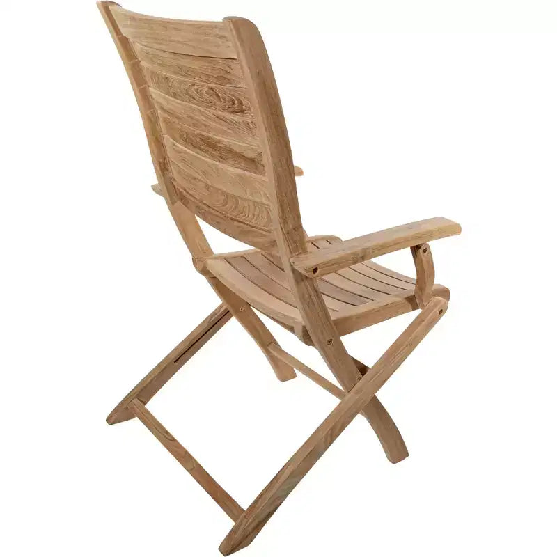 Chaise pliante de patio d'extérieur en teck naturel nordique avec accoudoirs - Beige