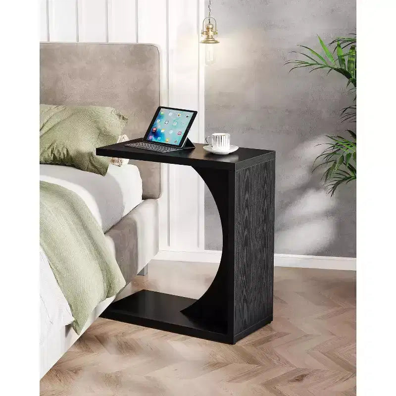 Table d'appoint en C Lantine, table de canapé pour petits espaces
