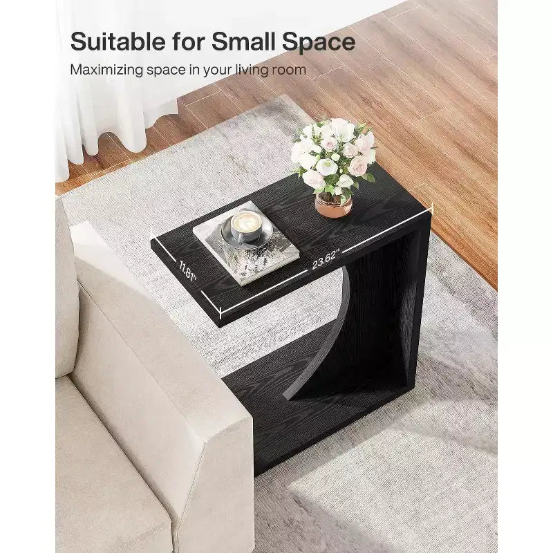 Table d'appoint en C Lantine, table de canapé pour petits espaces