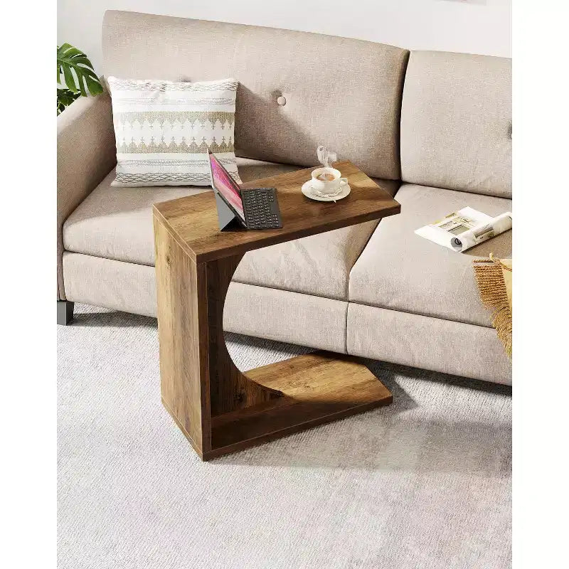 Table d'appoint en C Lantine, table de canapé pour petits espaces