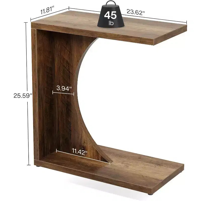 Table d'appoint en C Lantine, table de canapé pour petits espaces