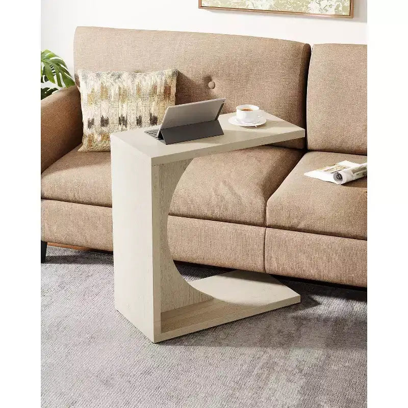 Table d'appoint en C Lantine, table de canapé pour petits espaces