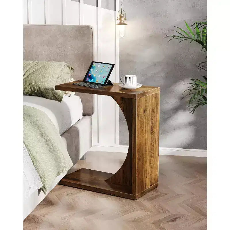 Table d'appoint en C Lantine, table de canapé pour petits espaces