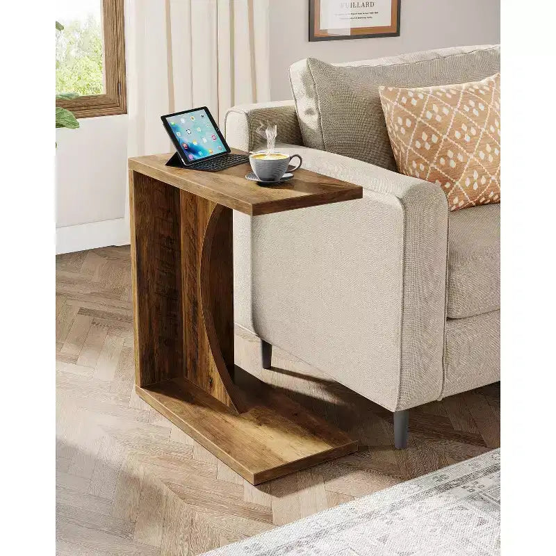 Table d'appoint en C Lantine, table de canapé pour petits espaces