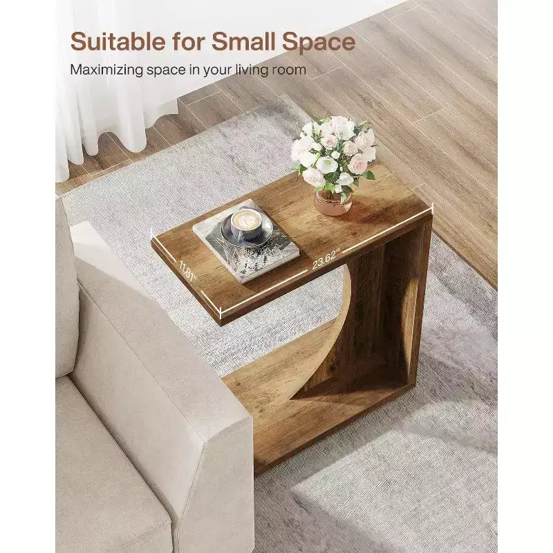 Table d'appoint en C Lantine, table de canapé pour petits espaces
