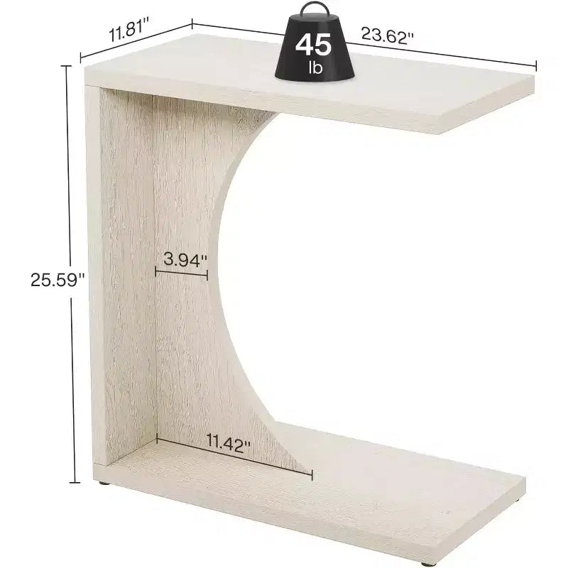 Table d'appoint en C Lantine, table de canapé pour petits espaces