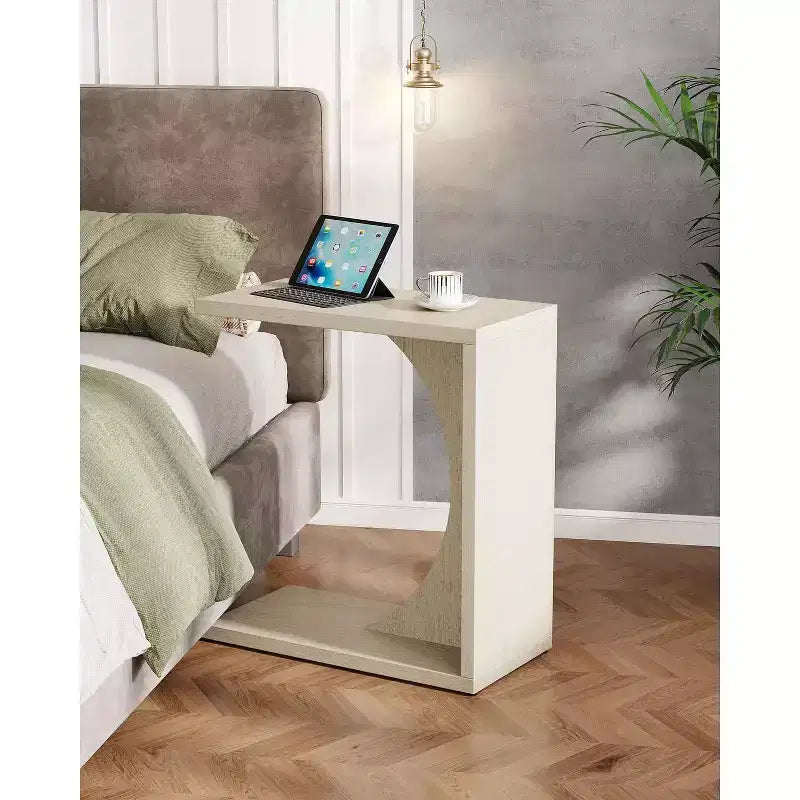 Table d'appoint en C Lantine, table de canapé pour petits espaces