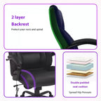 Chaise de bureau de massage FDW avec support lombaire, accoudoirs réglables, fonction pivotante, en cuir PU, capacité de charge 227 kg