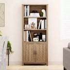 Bibliothèque et étagères de style fermier avec portes, étagère de rangement à 5 niveaux, étagères en bois