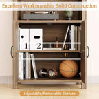 Bibliothèque et étagères de style fermier avec portes, étagère de rangement à 5 niveaux, étagères en bois