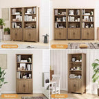 Bibliothèque et étagères de style fermier avec portes, étagère de rangement à 5 niveaux, étagères en bois