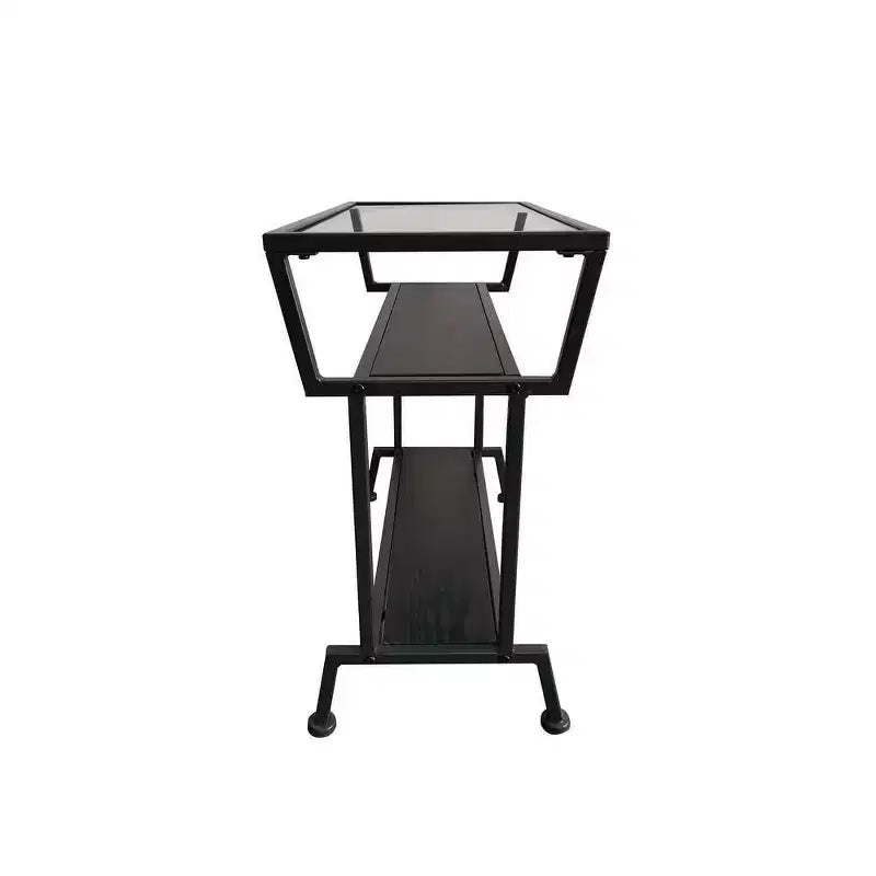 Kings Brand Furniture | Table d'appoint avec étagères de rangement, noire