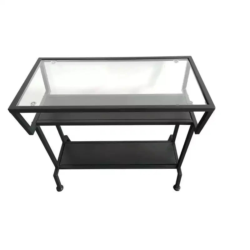 Kings Brand Furniture | Table d'appoint avec étagères de rangement, noire