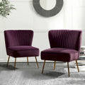 Fauteuil d'appoint sans accoudoirs Monica pour salon, confortable avec dossier capitonné et pieds en métal par HULALA HOME
