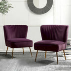 Fauteuil d'appoint sans accoudoirs Monica pour salon, confortable avec dossier capitonné et pieds en métal par HULALA HOME