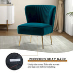 Fauteuil d'appoint sans accoudoirs Monica pour salon, confortable avec dossier capitonné et pieds en métal par HULALA HOME
