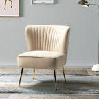 Fauteuil d'appoint sans accoudoirs Monica pour salon, confortable avec dossier capitonné et pieds en métal par HULALA HOME