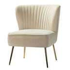 Fauteuil d'appoint sans accoudoirs Monica pour salon, confortable avec dossier capitonné et pieds en métal par HULALA HOME