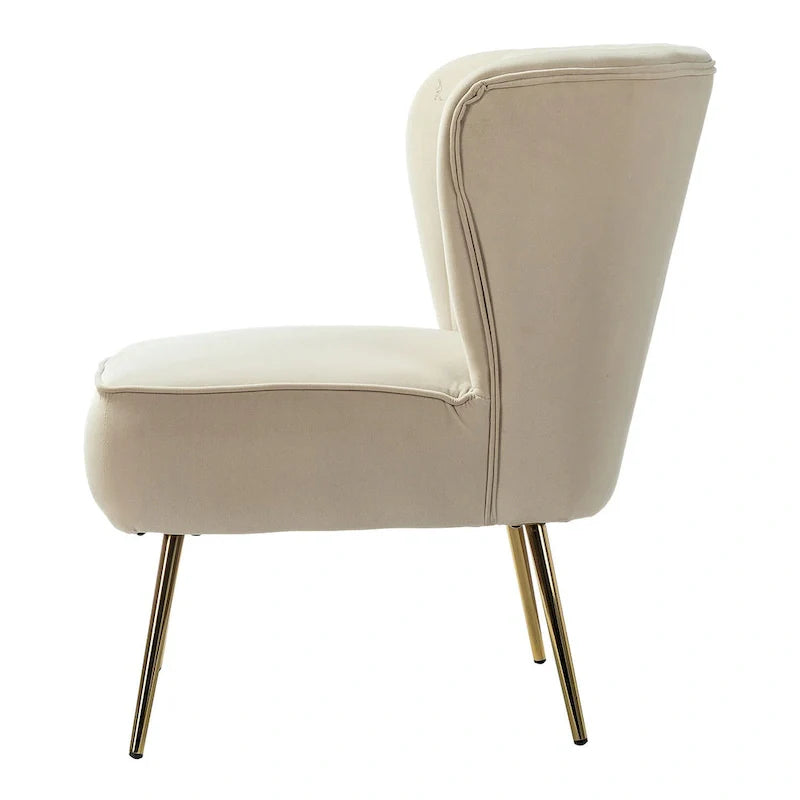 Fauteuil d'appoint sans accoudoirs Monica pour salon, confortable avec dossier capitonné et pieds en métal par HULALA HOME