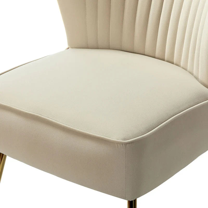 Fauteuil d'appoint sans accoudoirs Monica pour salon, confortable avec dossier capitonné et pieds en métal par HULALA HOME