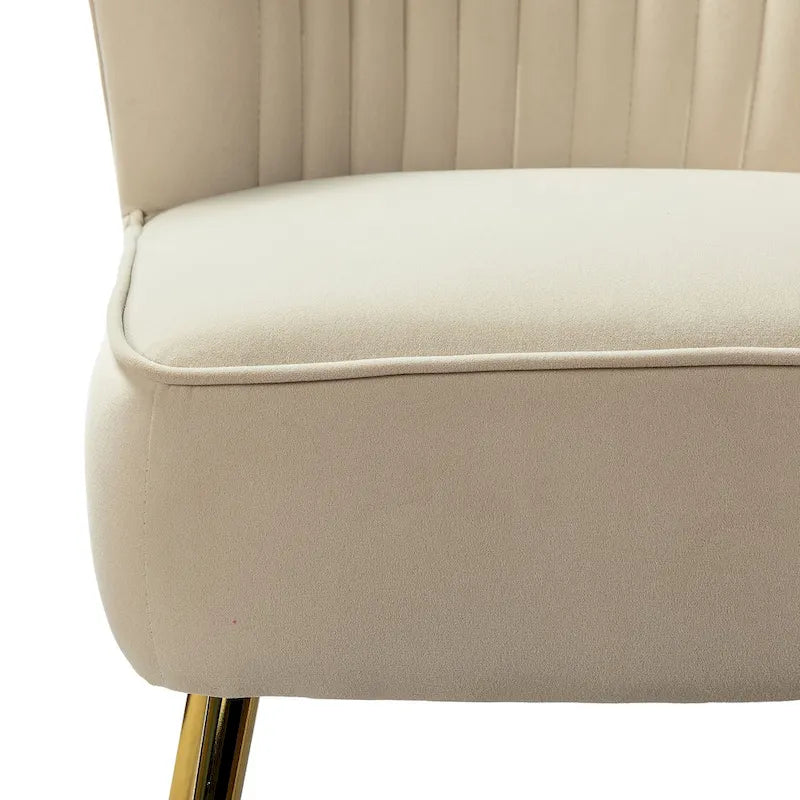 Fauteuil d'appoint sans accoudoirs Monica pour salon, confortable avec dossier capitonné et pieds en métal par HULALA HOME