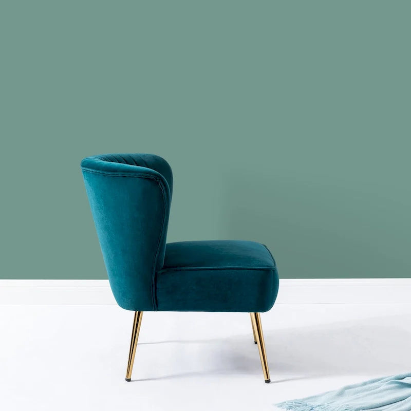 Fauteuil d'appoint sans accoudoirs Monica pour salon, confortable avec dossier capitonné et pieds en métal par HULALA HOME