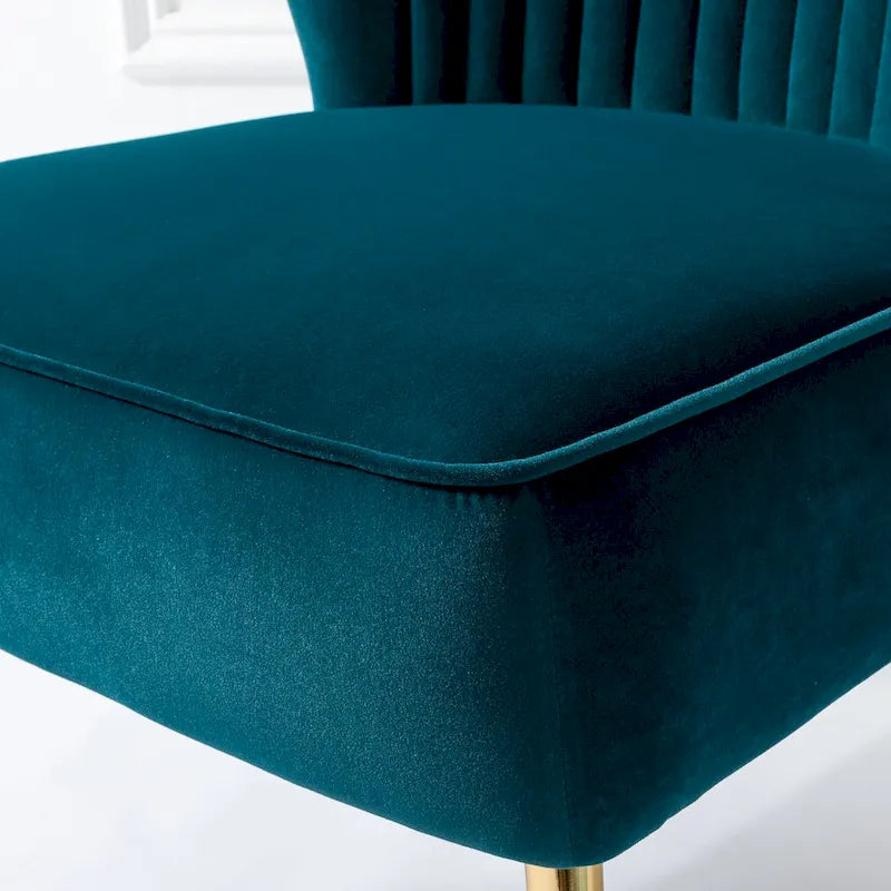 Fauteuil d'appoint sans accoudoirs Monica pour salon, confortable avec dossier capitonné et pieds en métal par HULALA HOME
