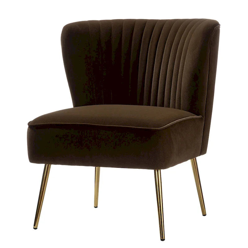 Fauteuil d'appoint sans accoudoirs Monica pour salon, confortable avec dossier capitonné et pieds en métal par HULALA HOME