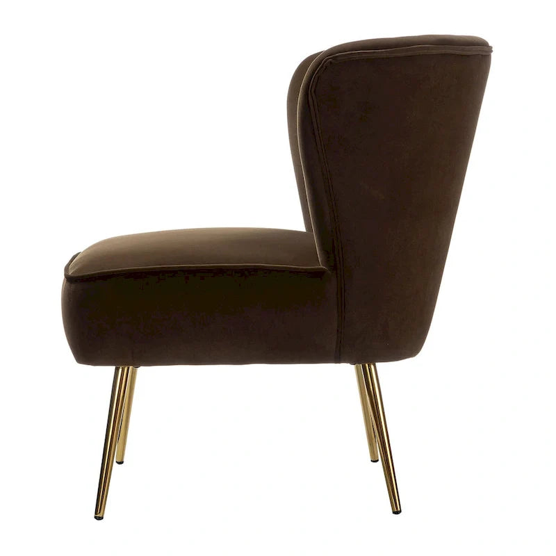 Fauteuil d'appoint sans accoudoirs Monica pour salon, confortable avec dossier capitonné et pieds en métal par HULALA HOME