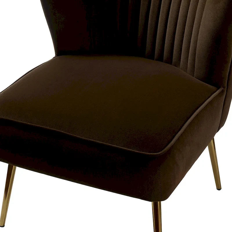 Fauteuil d'appoint sans accoudoirs Monica pour salon, confortable avec dossier capitonné et pieds en métal par HULALA HOME
