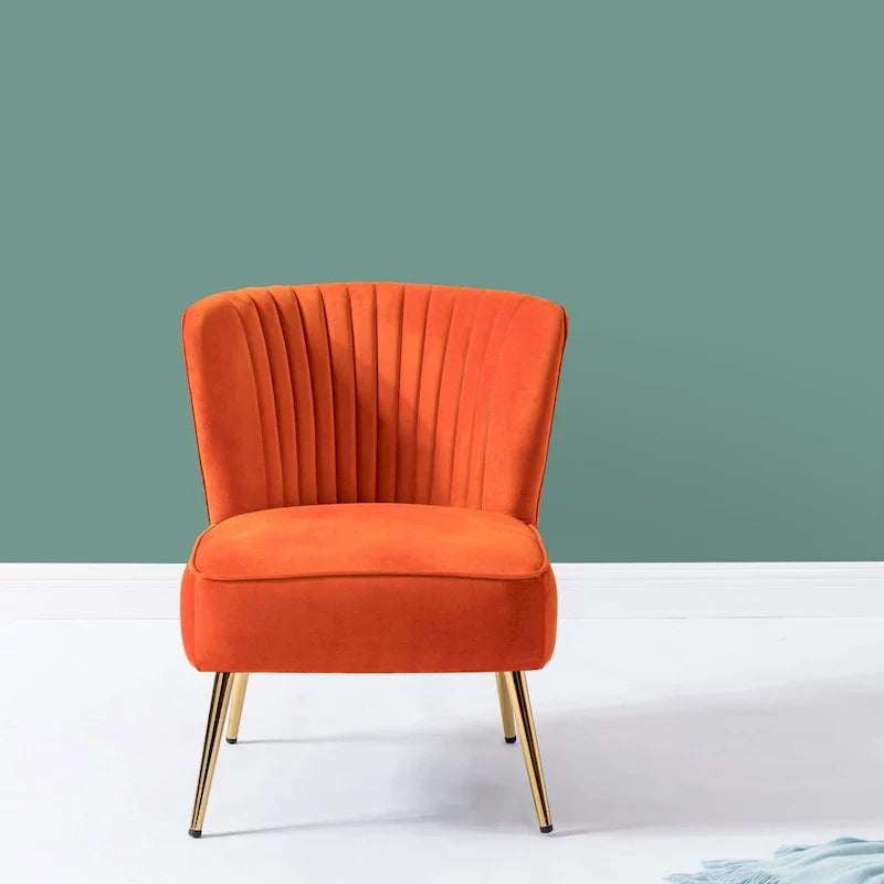 Fauteuil d'appoint sans accoudoirs Monica pour salon, confortable avec dossier capitonné et pieds en métal par HULALA HOME