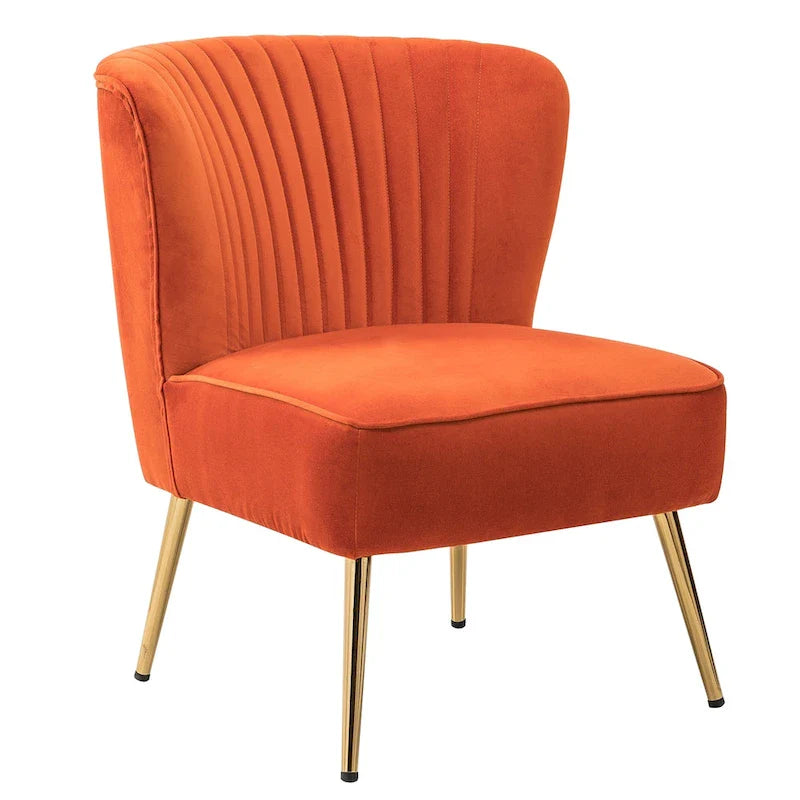 Fauteuil d'appoint sans accoudoirs Monica pour salon, confortable avec dossier capitonné et pieds en métal par HULALA HOME