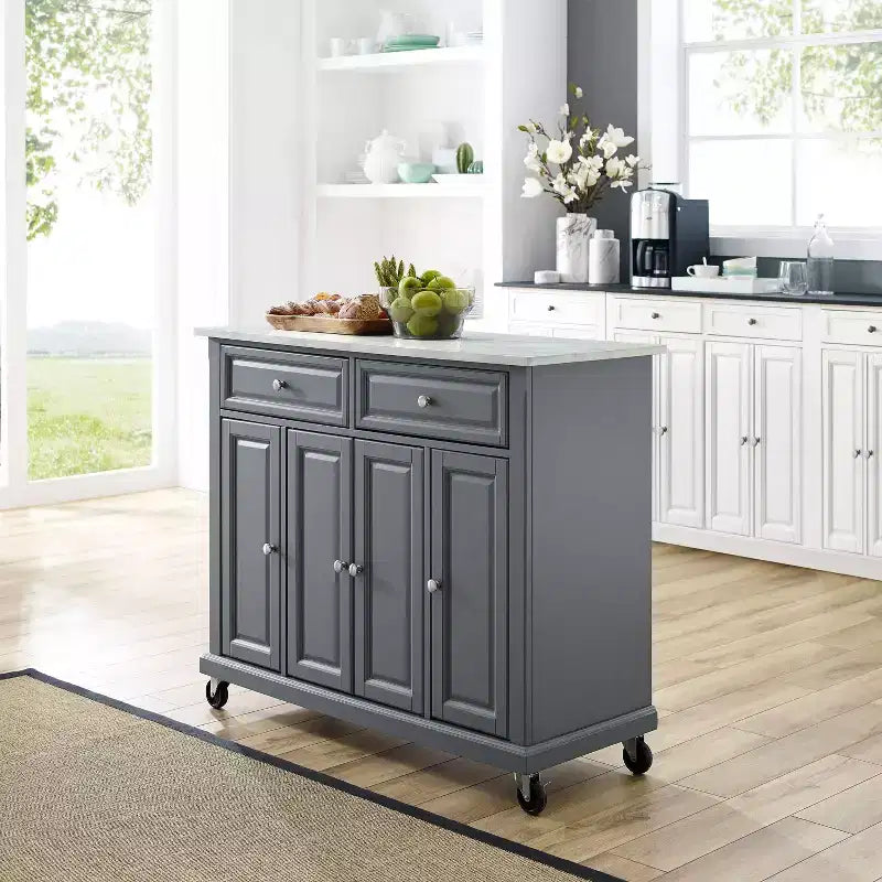 Desserte de cuisine Avery – Crosley : Bois franc, fini nickel brossé