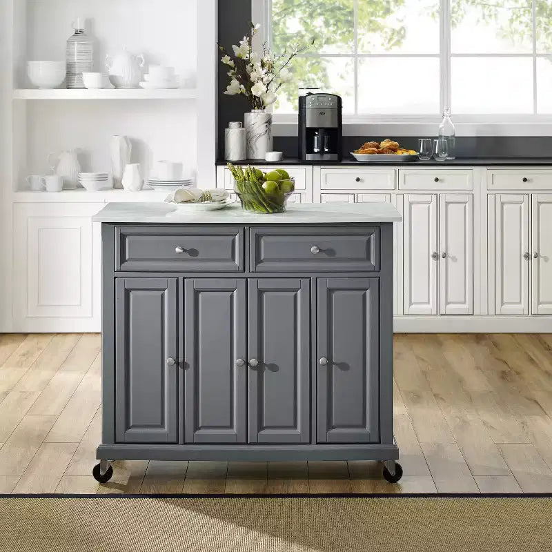 Desserte de cuisine Avery – Crosley : Bois franc, fini nickel brossé