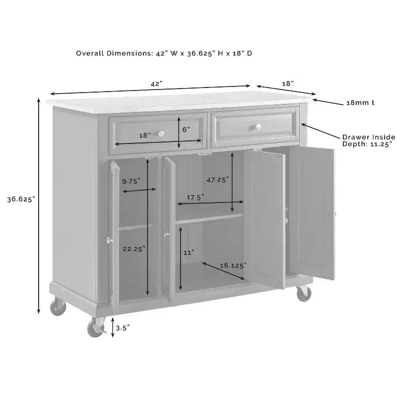 Desserte de cuisine Avery – Crosley : Bois franc, fini nickel brossé