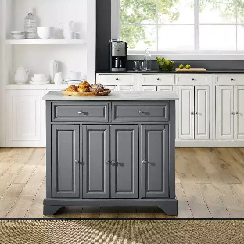 Desserte de cuisine Avery – Crosley : Bois franc, fini nickel brossé