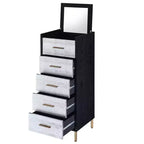 Armoire 17" Myles - Acme Furniture : Structure métallique, Rangement à bijoux 5 portes, Aucun assemblage requis
