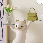 EUREKA ERGONOMIC,23H, Table d'appoint chat enchanté,23.87L x 7.87P x 19.69H,Plateau en verre