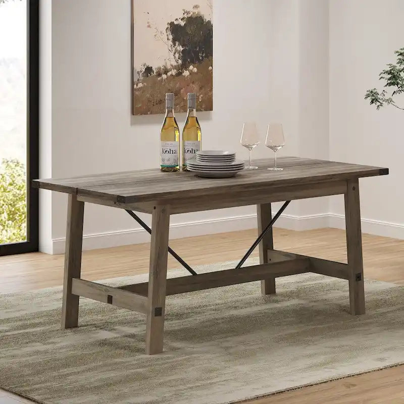 Table de salle à manger WAMPAT rustique moderne pour 6 personnes