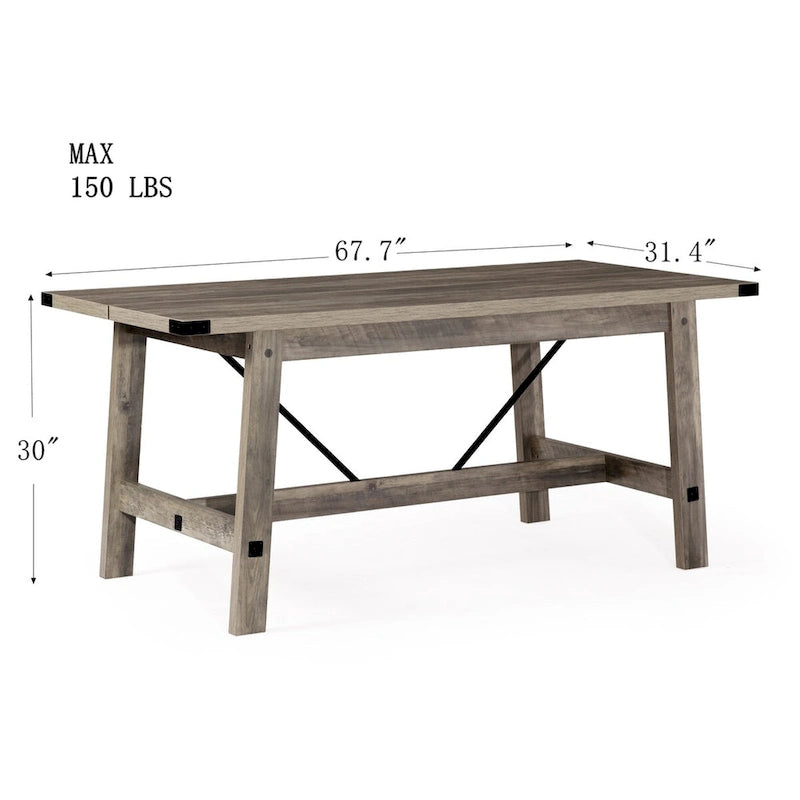 Table de salle à manger WAMPAT rustique moderne pour 6 personnes